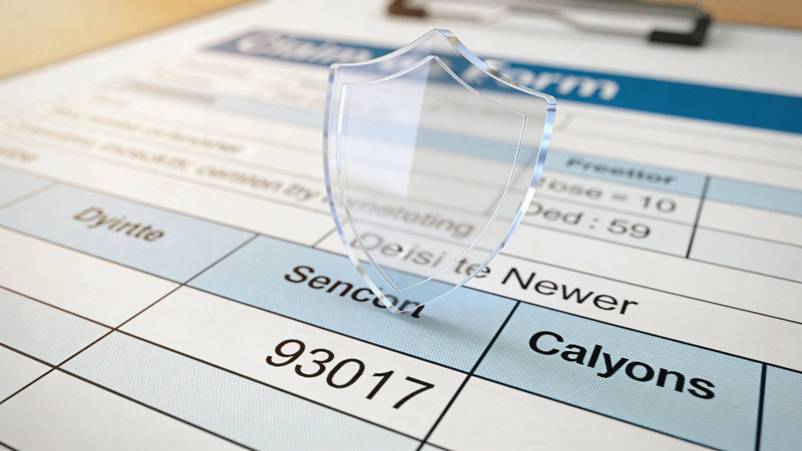 A conceptual medical insurance claim form showing the 93017 CPT code with a protective shield icon.